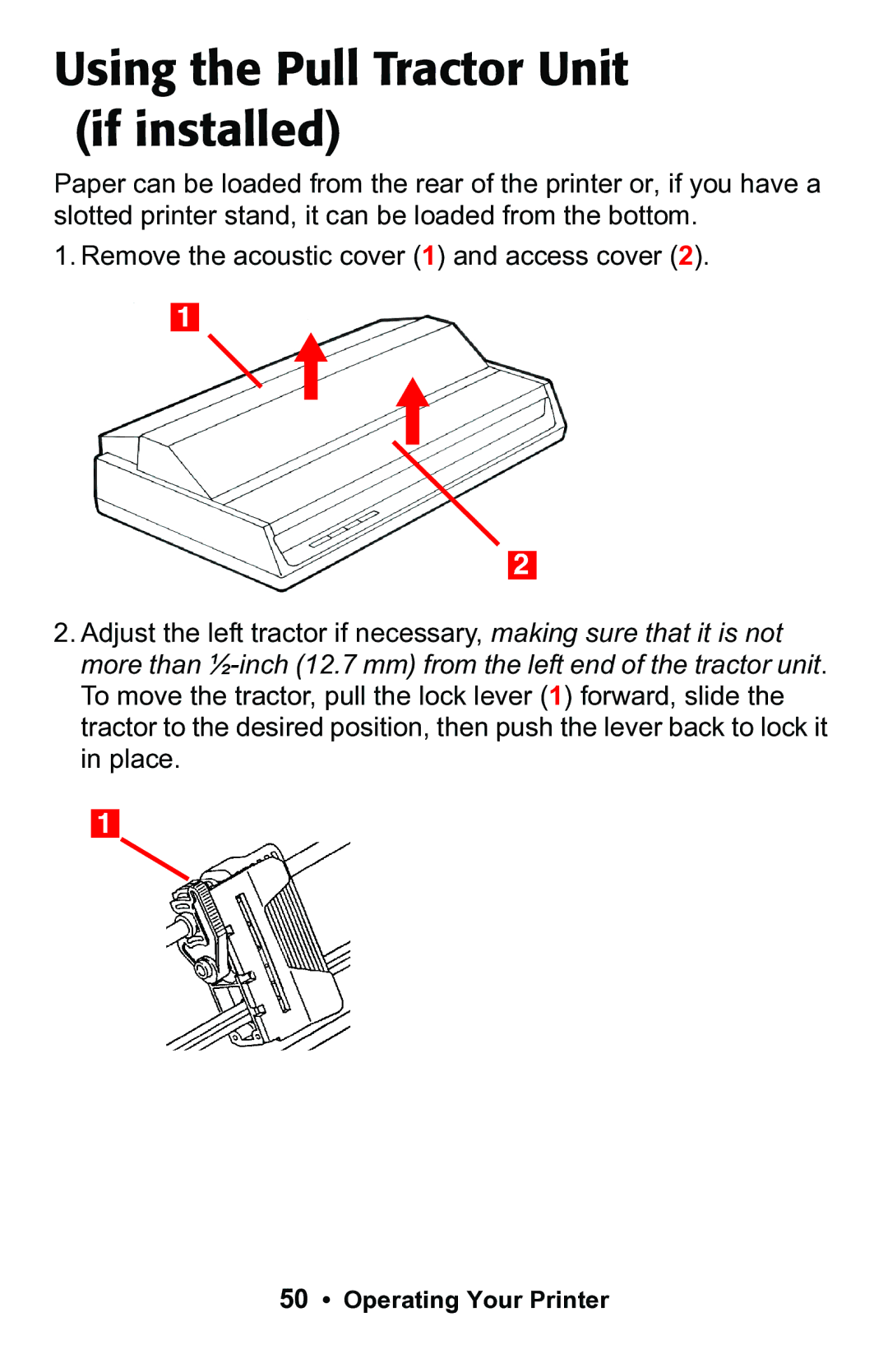 Epson 188 manual Using the Pull Tractor Unit if installed 