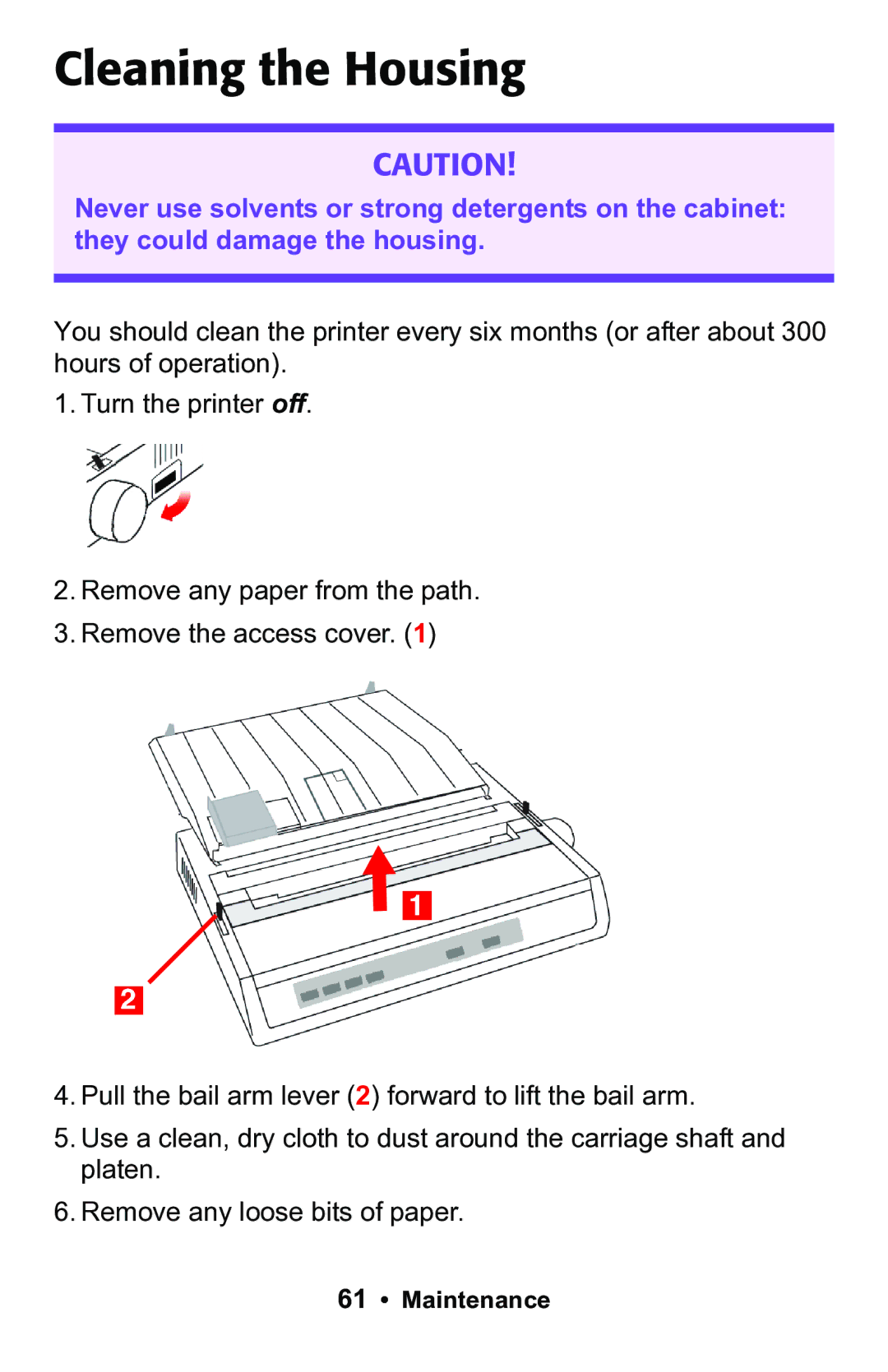 Epson 188 manual Cleaning the Housing 