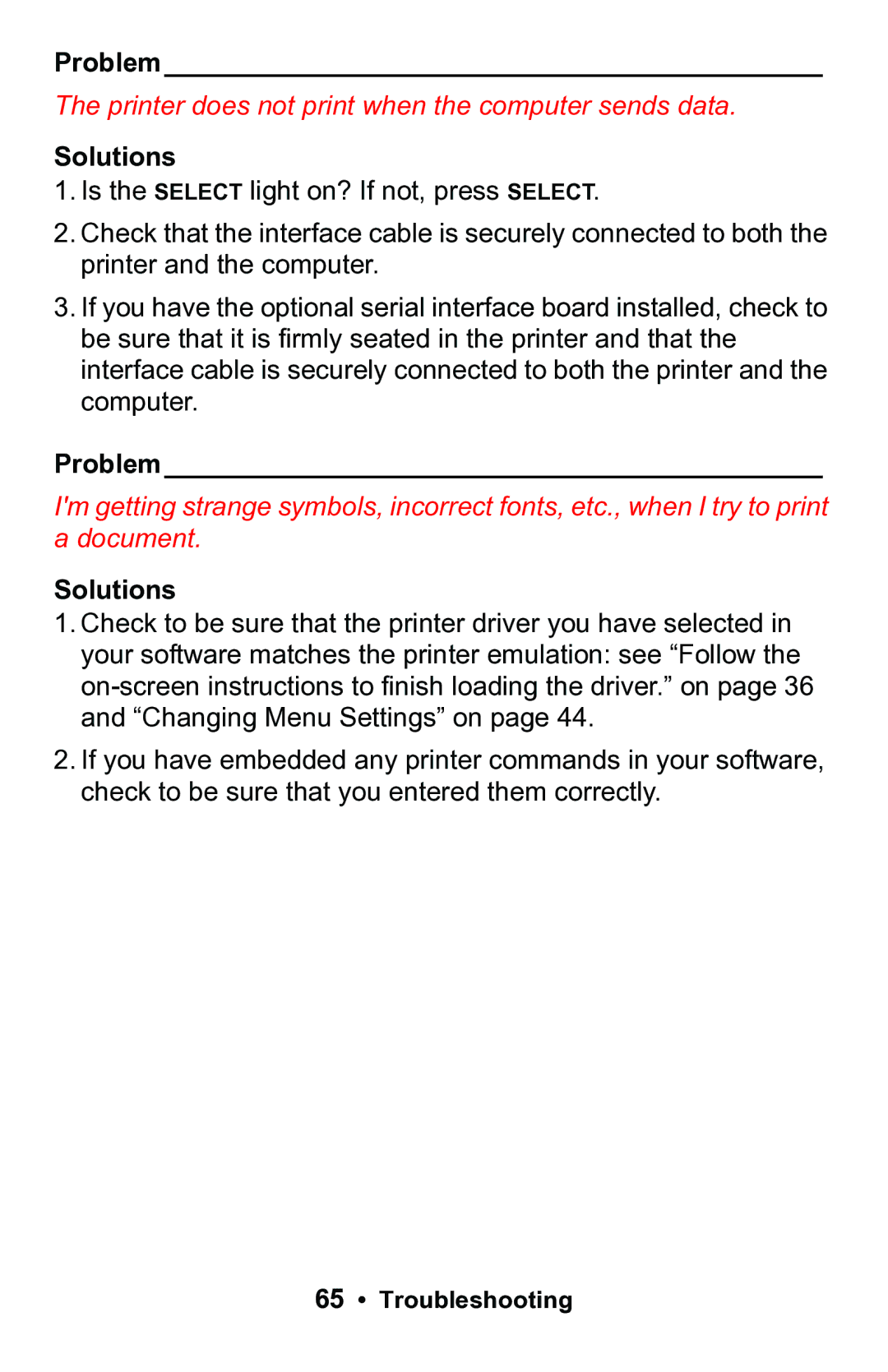 Epson 188 manual Solutions 