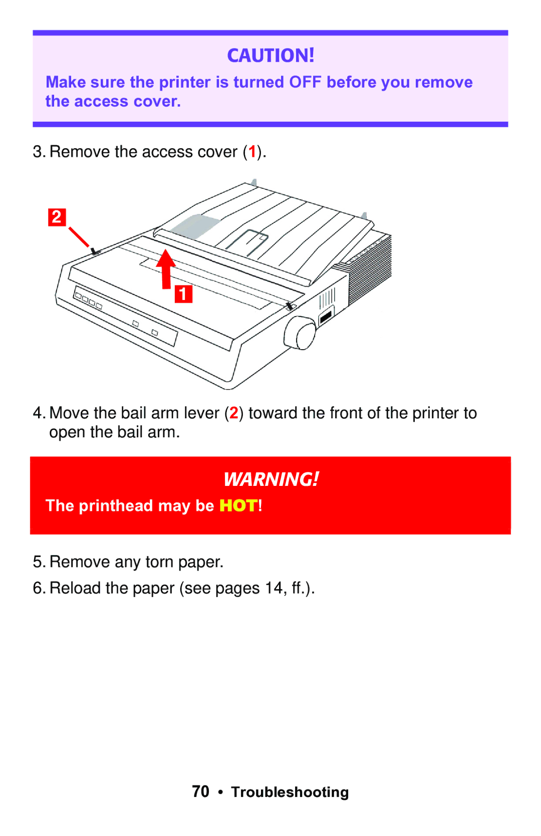 Epson 188 manual Printhead may be HOT 