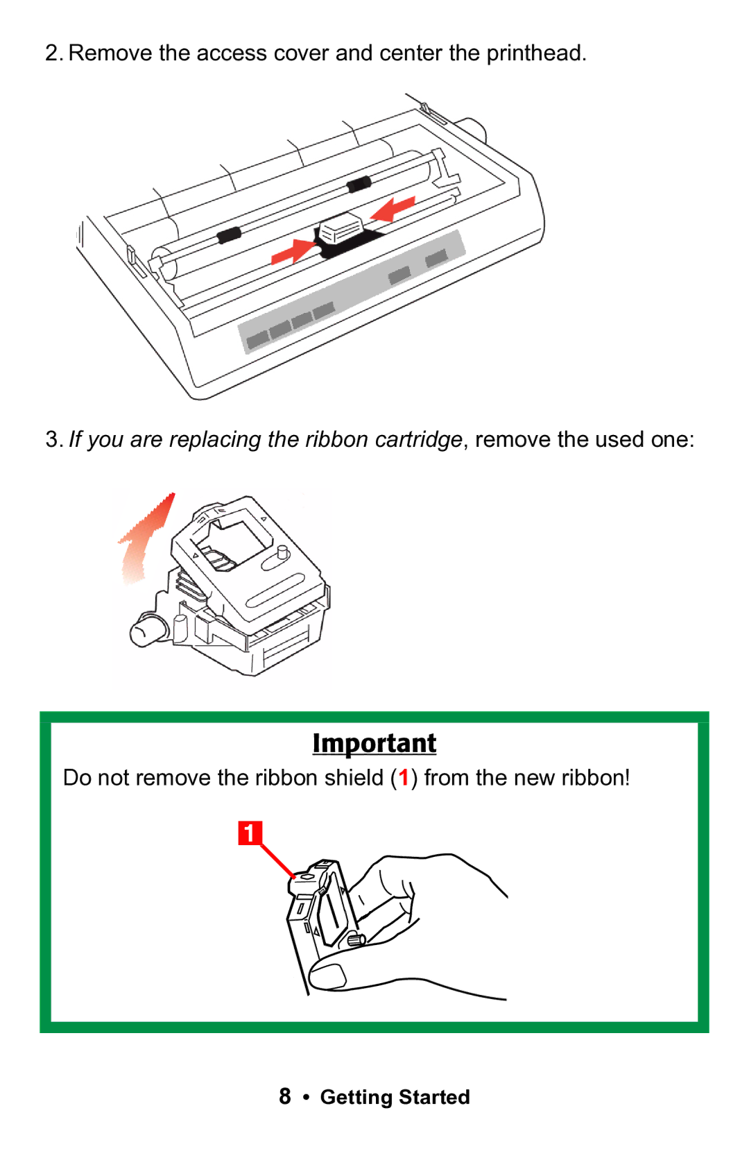 Epson 188 manual Remove the access cover and center the printhead 