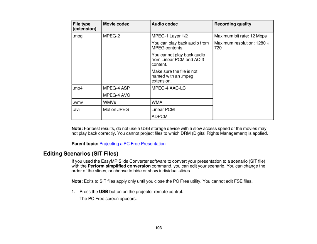 Epson 1930 manual Editing Scenarios SIT Files, MPEG-2 