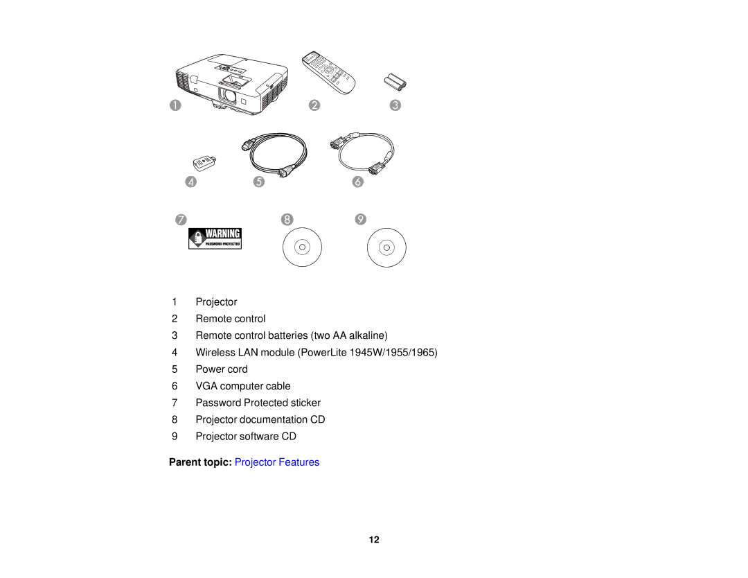 Epson 1930 manual Parent topic Projector Features 