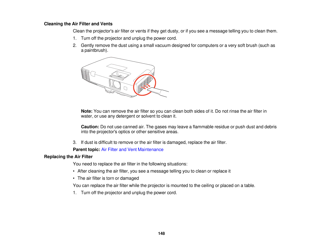 Epson 1930 manual Cleaning the Air Filter and Vents, Replacing the Air Filter 