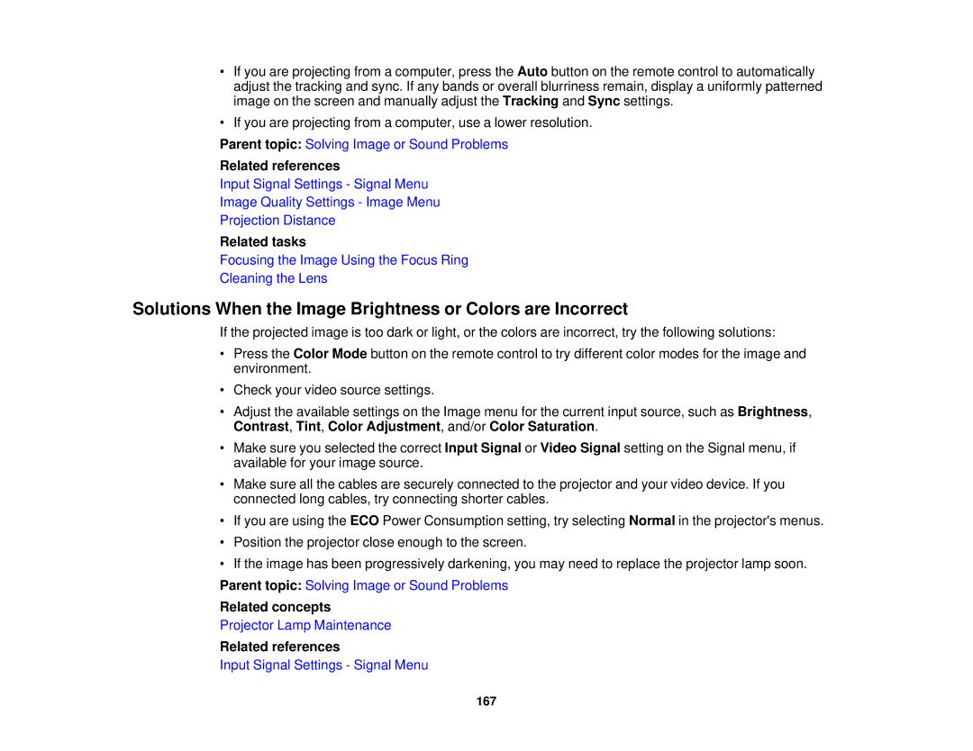 Epson 1930 manual Solutions When the Image Brightness or Colors are Incorrect, Related concepts 