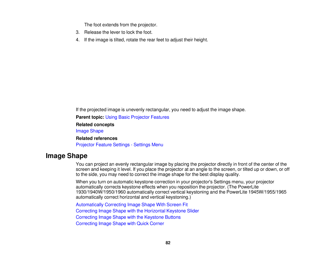 Epson 1930 manual Image Shape, Related concepts 