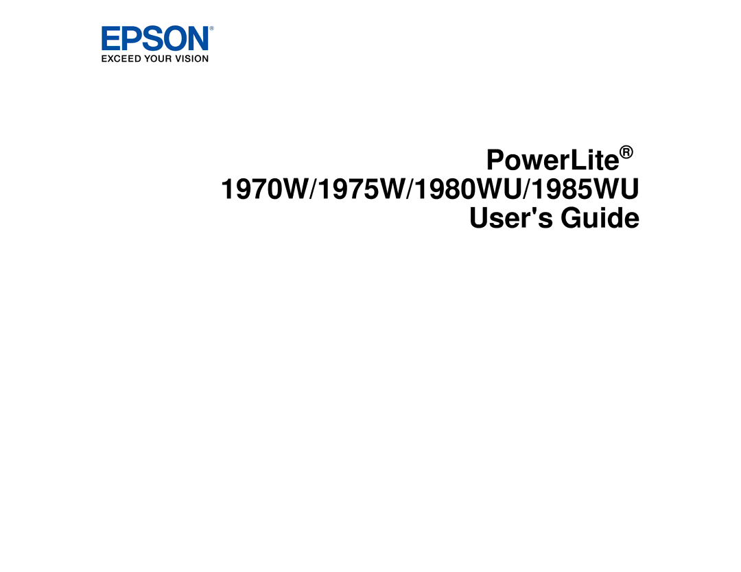 Epson 1980MWU manual PowerLite 1970W/1975W/1980WU/1985WU Users Guide 