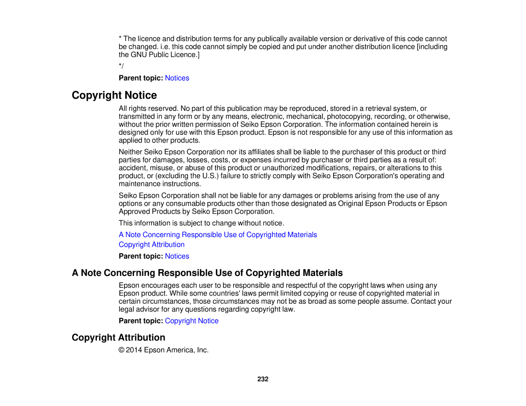 Epson 1970W, 1985WU, 1975W, 1980MWU manual Copyright Notice, Copyright Attribution 