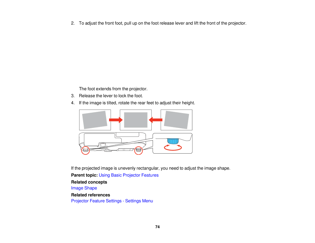 Epson 1975W, 1970W, 1985WU, 1980MWU manual Projector Feature Settings Settings Menu 