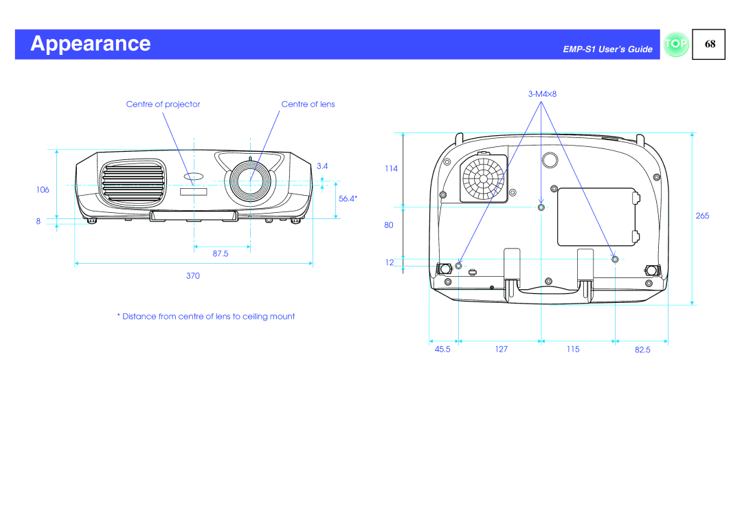 Epson 1EMP-S1 manual Appearance 