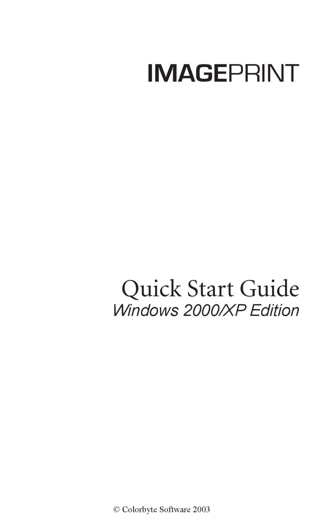 Epson 2000/XP quick start Imageprint 