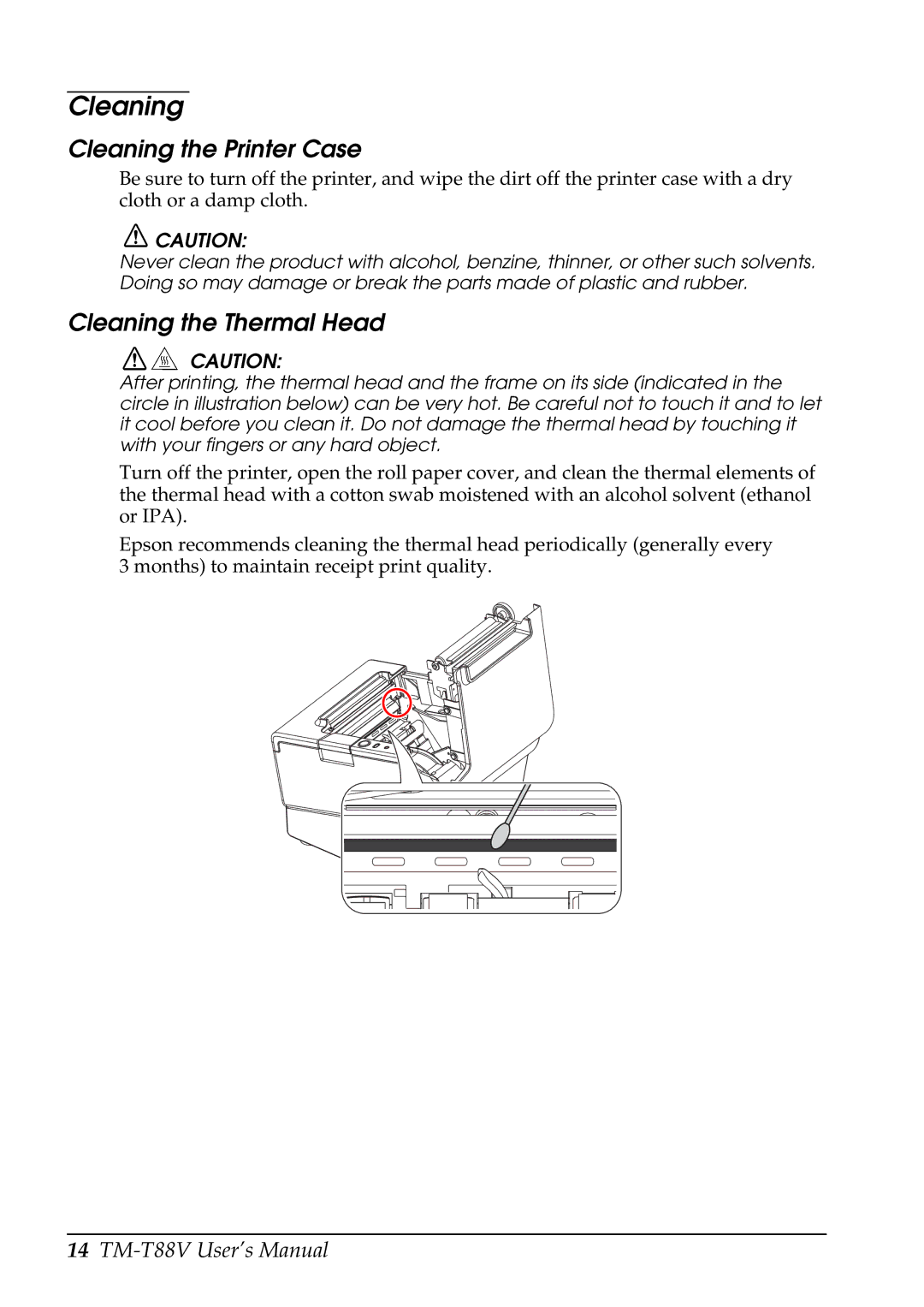 Epson 2131885, TM-T88V user manual Cleaning the Printer Case 