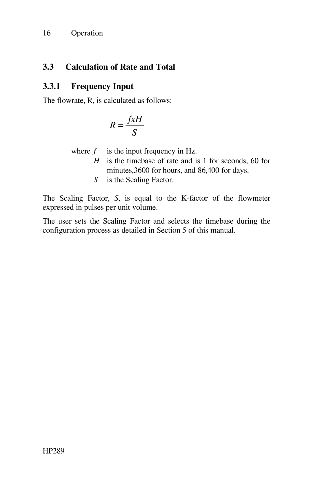 Epson 214D-1 user manual = fxH, Calculation of Rate and Total Frequency Input 