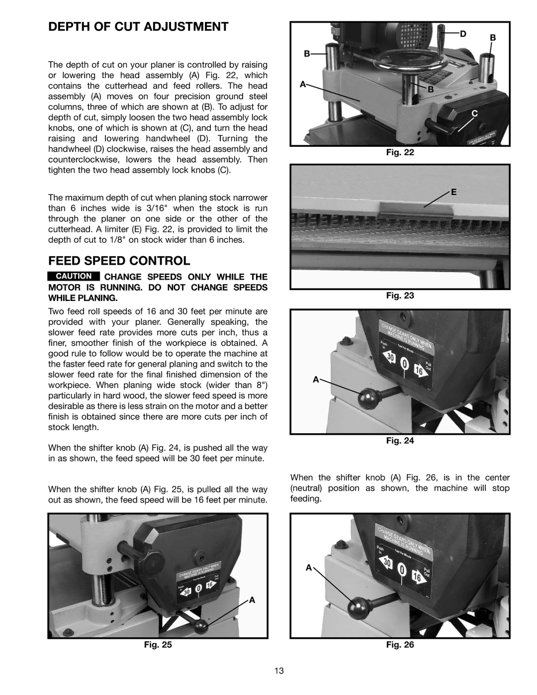 Epson 22-681 instruction manual Depth of CUT Adjustment, Feed Speed Control 