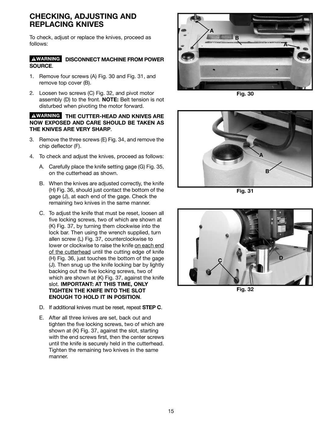 Epson 22-681 instruction manual CHECKING, Adjusting and Replacing Knives 