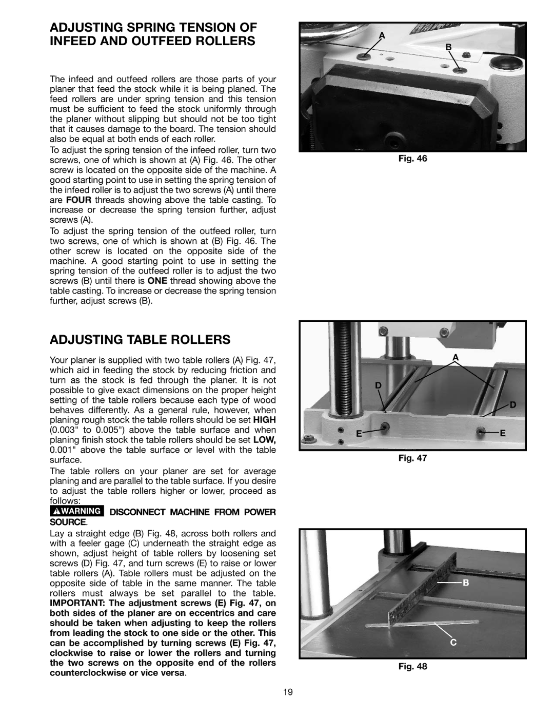 Epson 22-681 instruction manual Adjusting Spring Tension of Infeed and Outfeed Rollers, Adjusting Table Rollers 