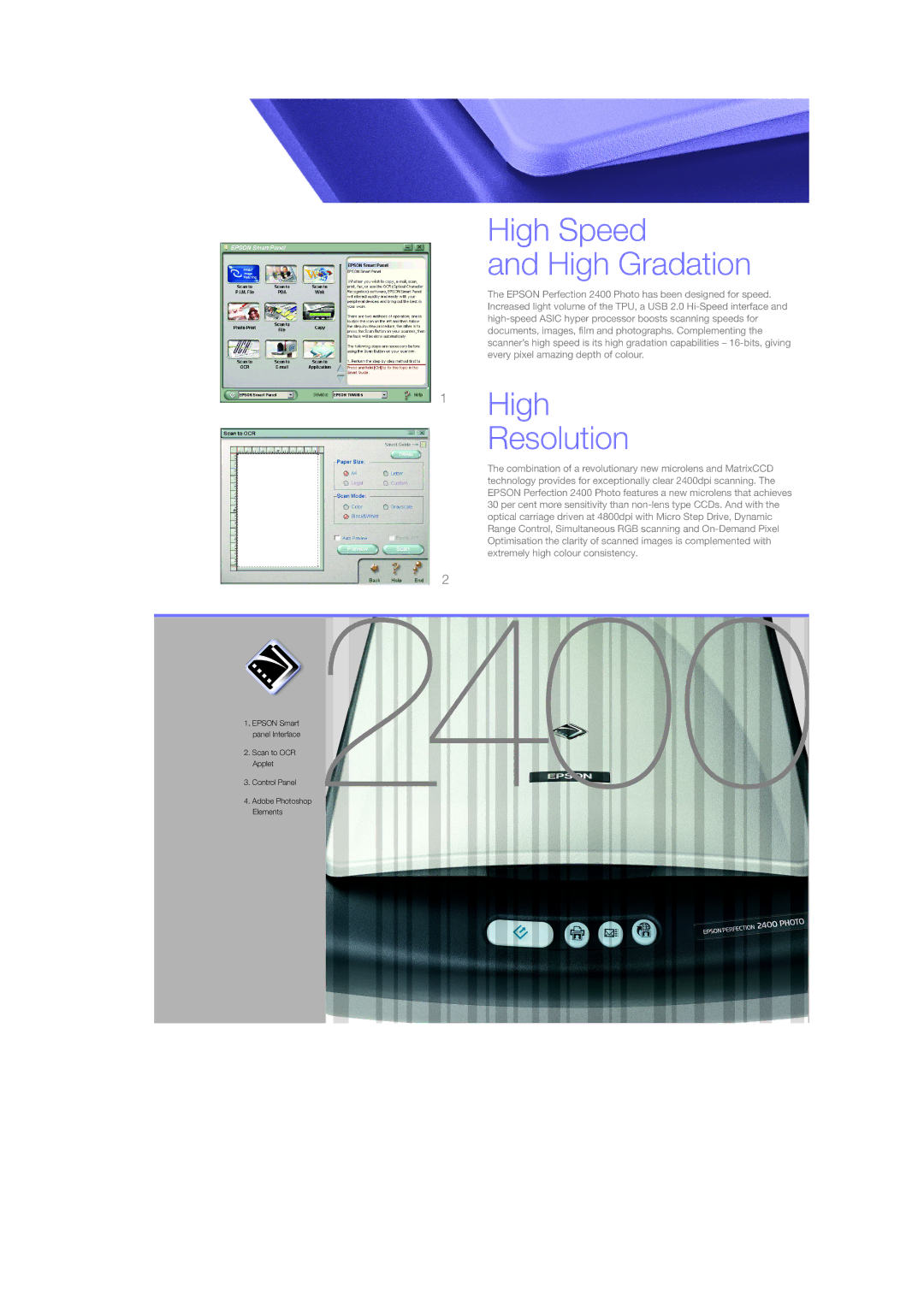 Epson 2400 Photo manual High Speed High Gradation, High Resolution 