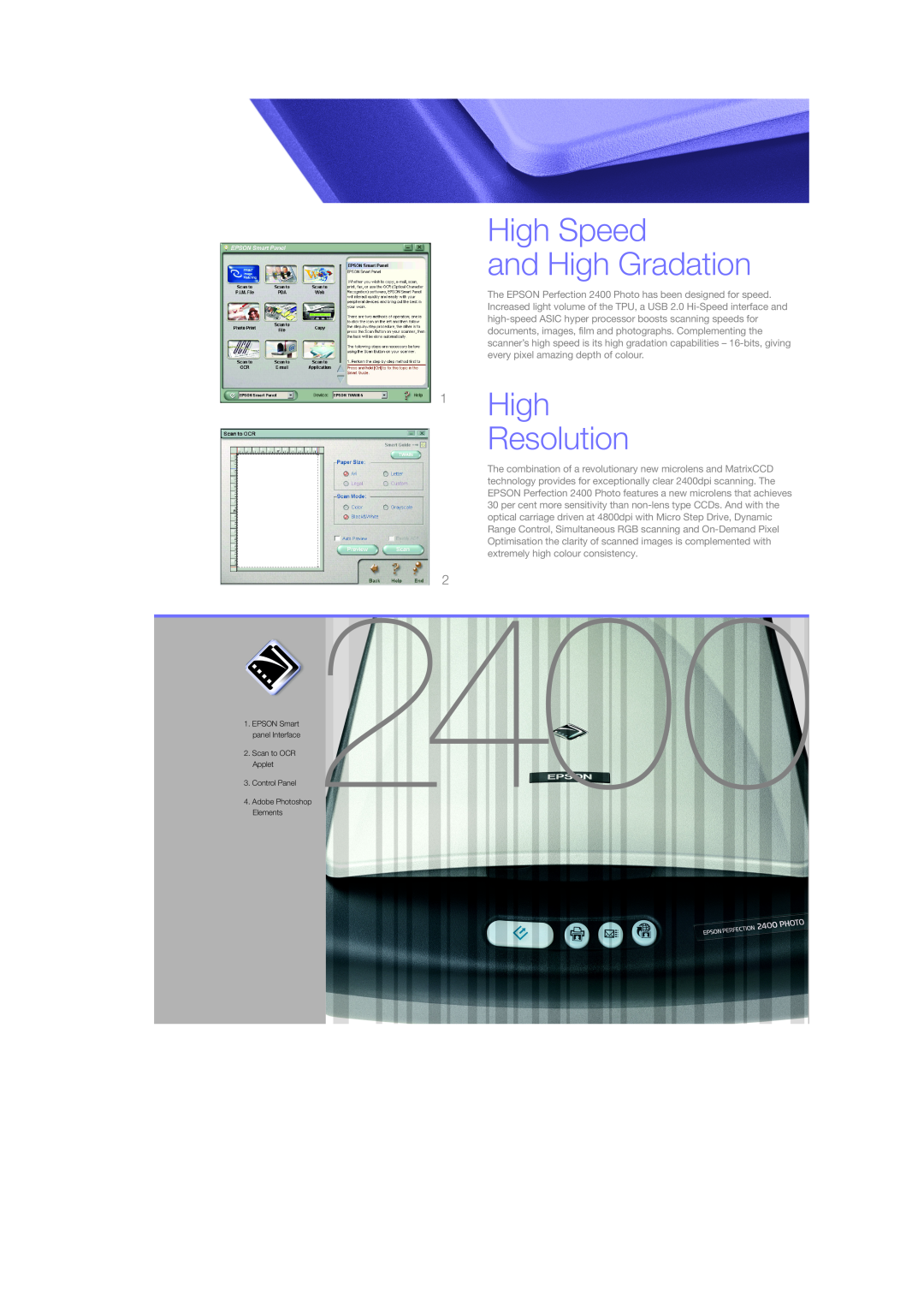 Epson 2400 Photo manual High Speed and High Gradation, High Resolution 