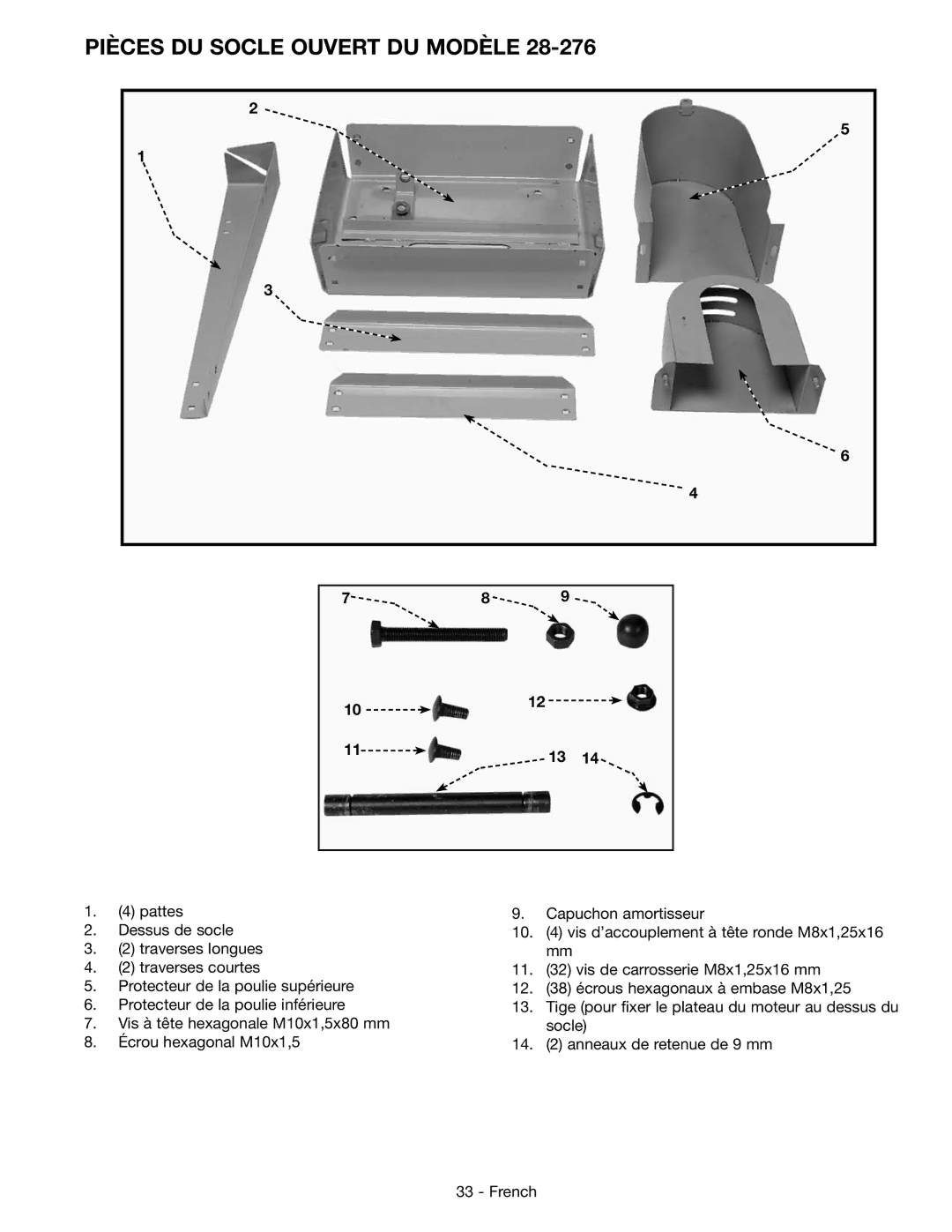 Epson 28-276 instruction manual Pièces DU Socle Ouvert DU Modèle 