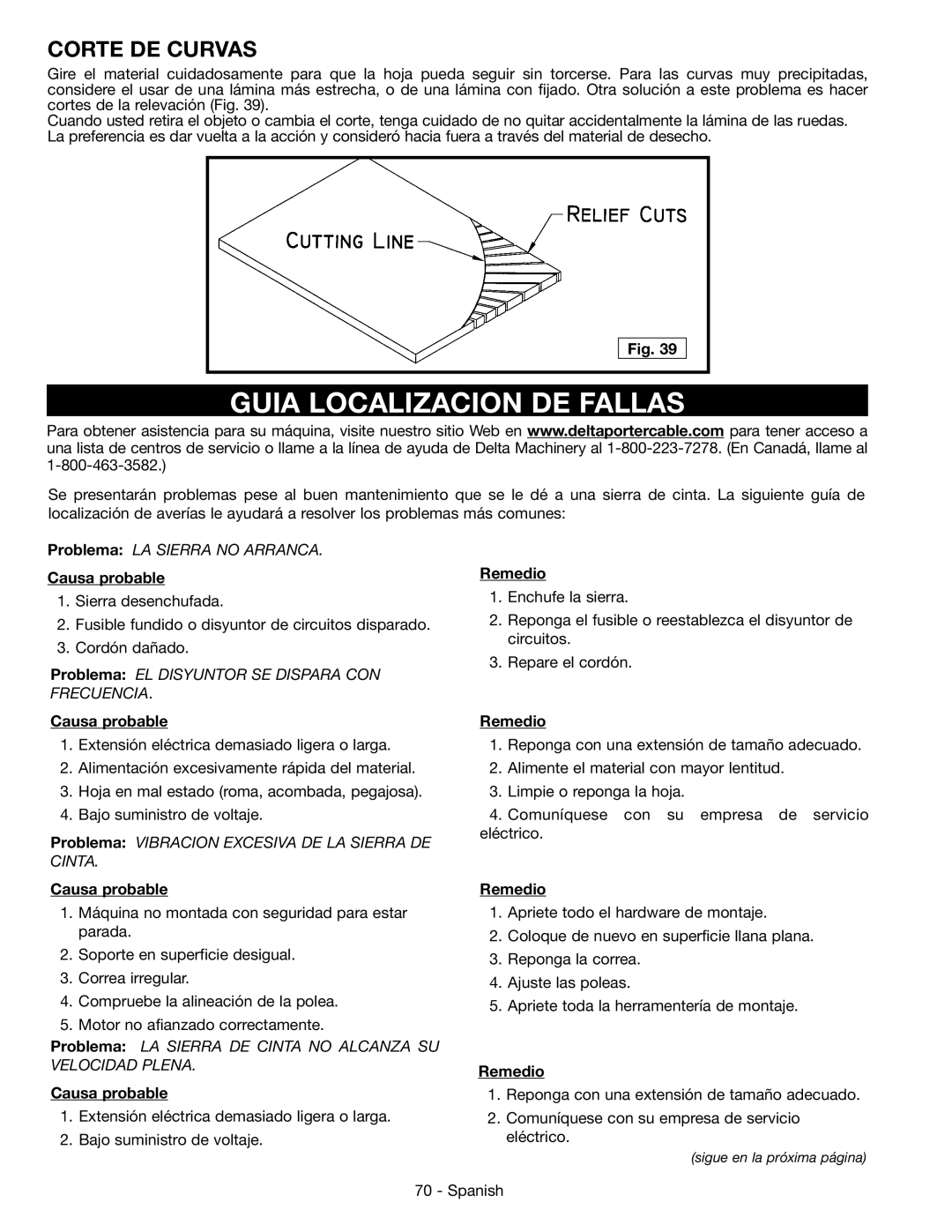 Epson 28-276 instruction manual Guia Localizacion DE Fallas, Corte DE Curvas, Causa probable, Remedio 