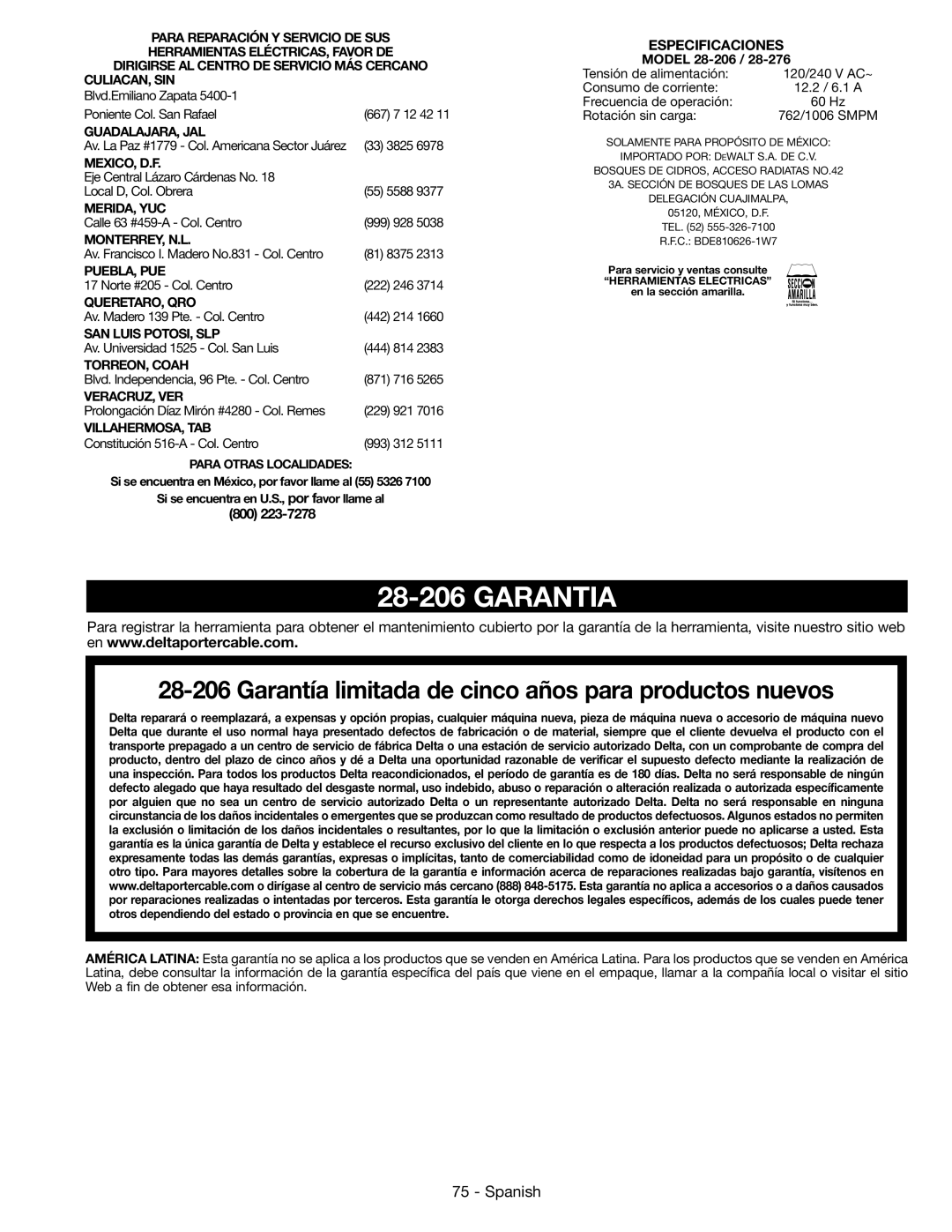 Epson 28-276 instruction manual Garantia, Para Otras Localidades 