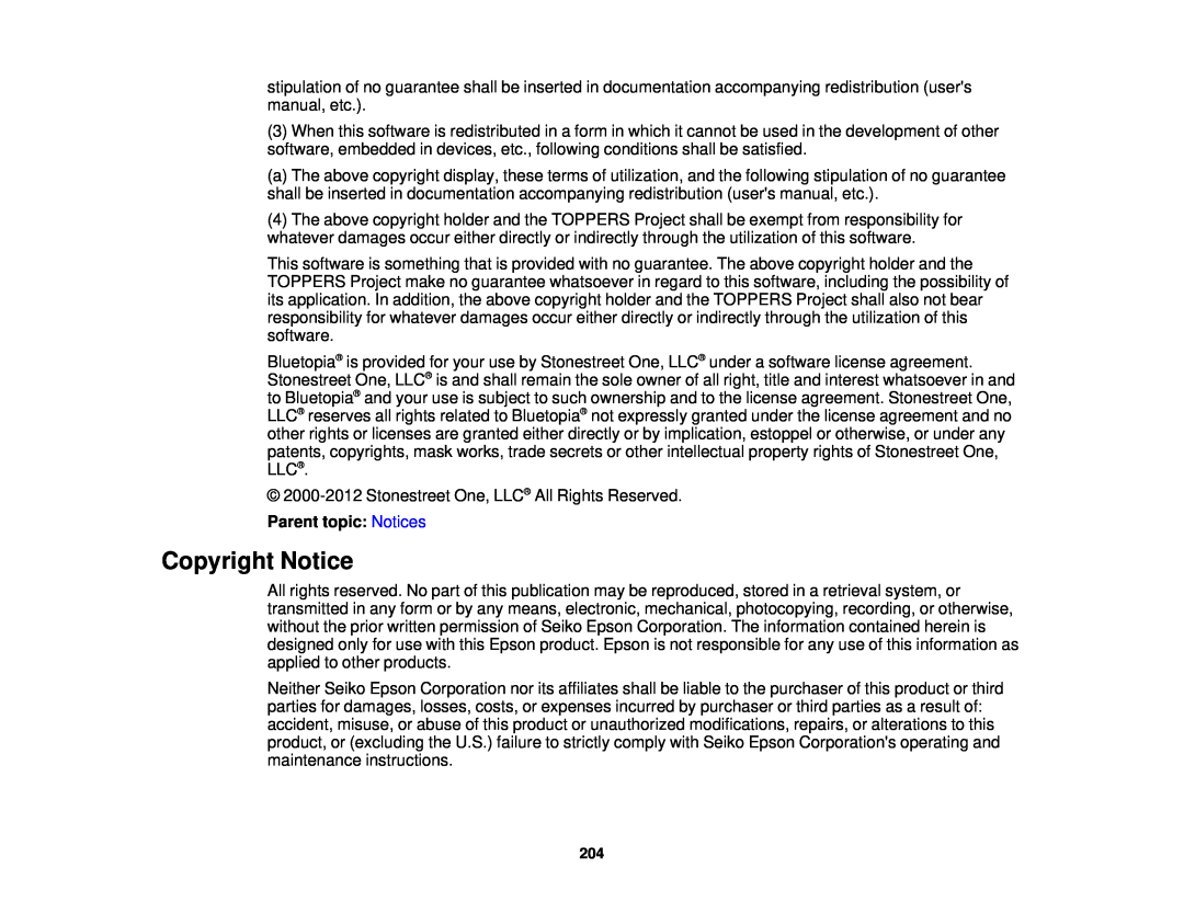 Epson 3000/3500/3510/3600e manual Copyright Notice 