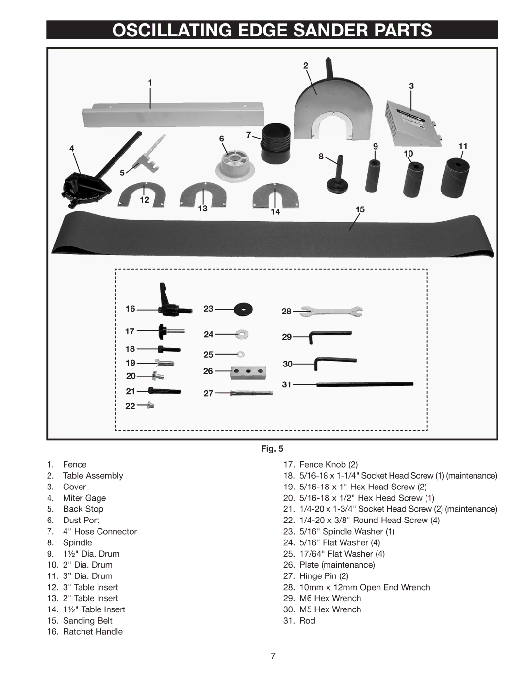 Epson 31-396 instruction manual Oscillating Edge Sander Parts, 911 810 2328 2429 