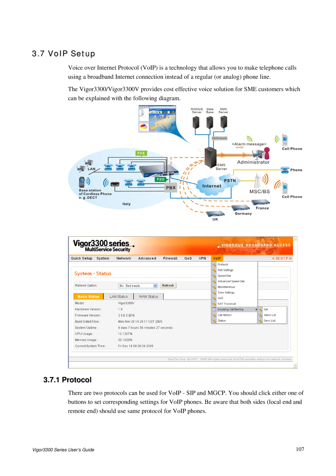 Epson 3300 manual VoIP Setup, Protocol 