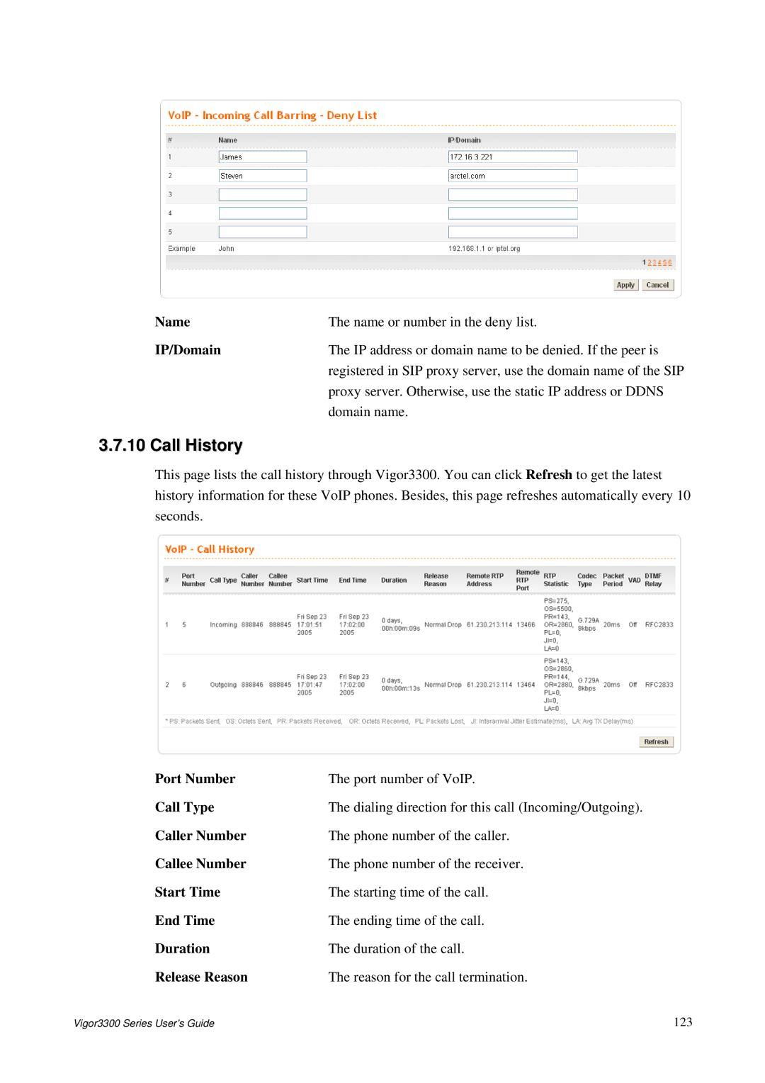 Epson 3300 manual Call History 