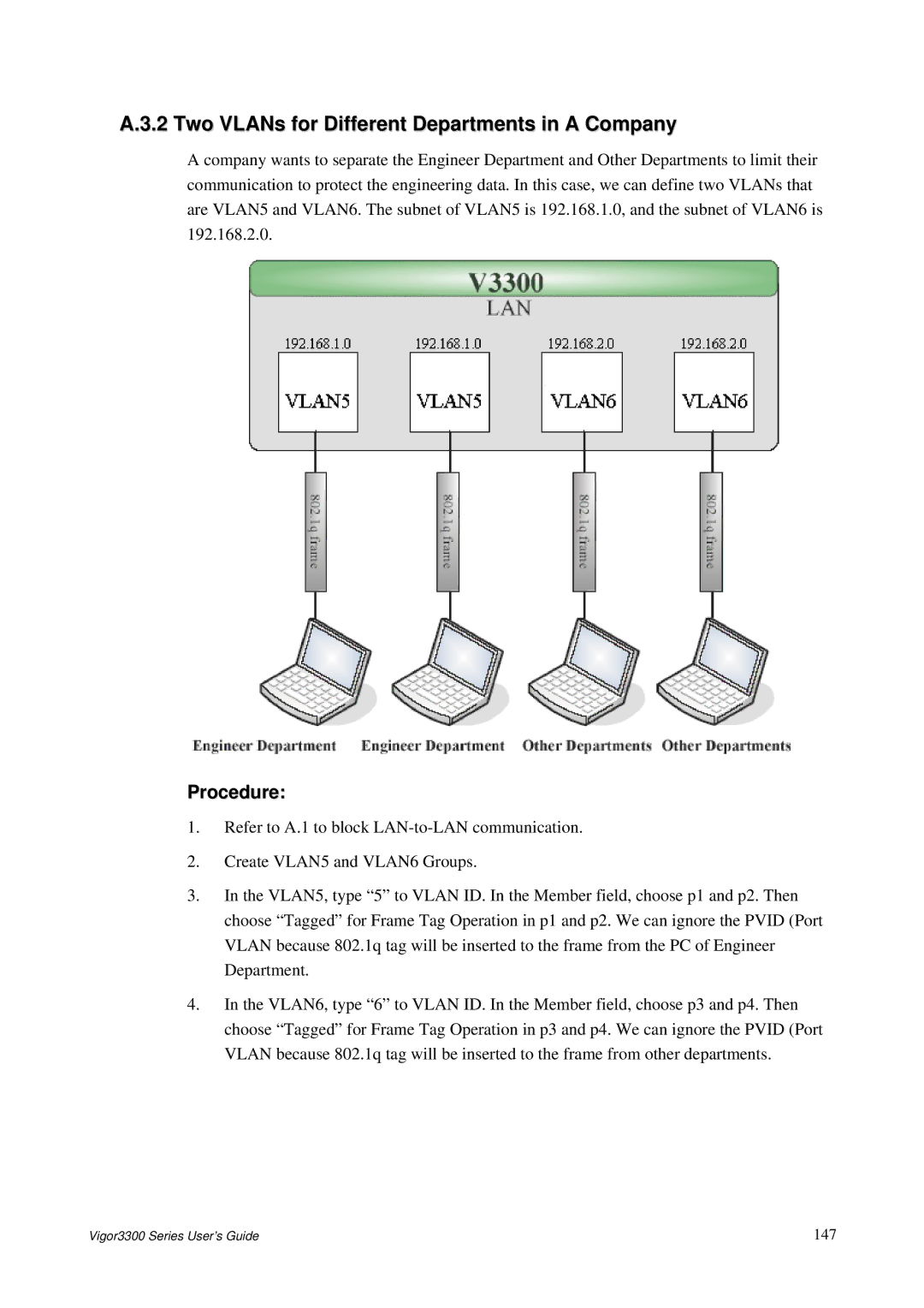 Epson 3300 manual Two VLANs for Different Departments in a Company 