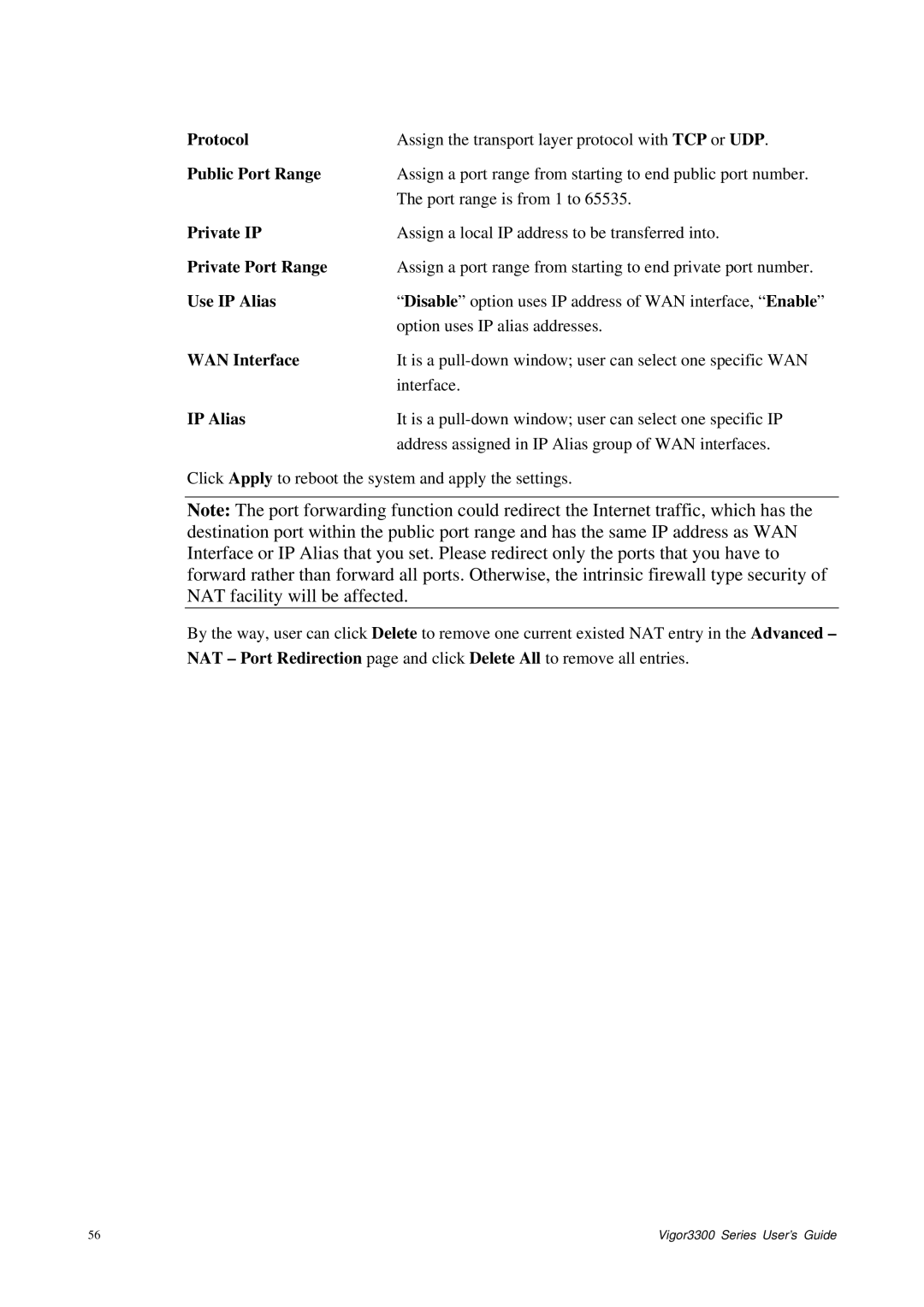 Epson 3300 manual Public Port Range, Private Port Range, Use IP Alias 