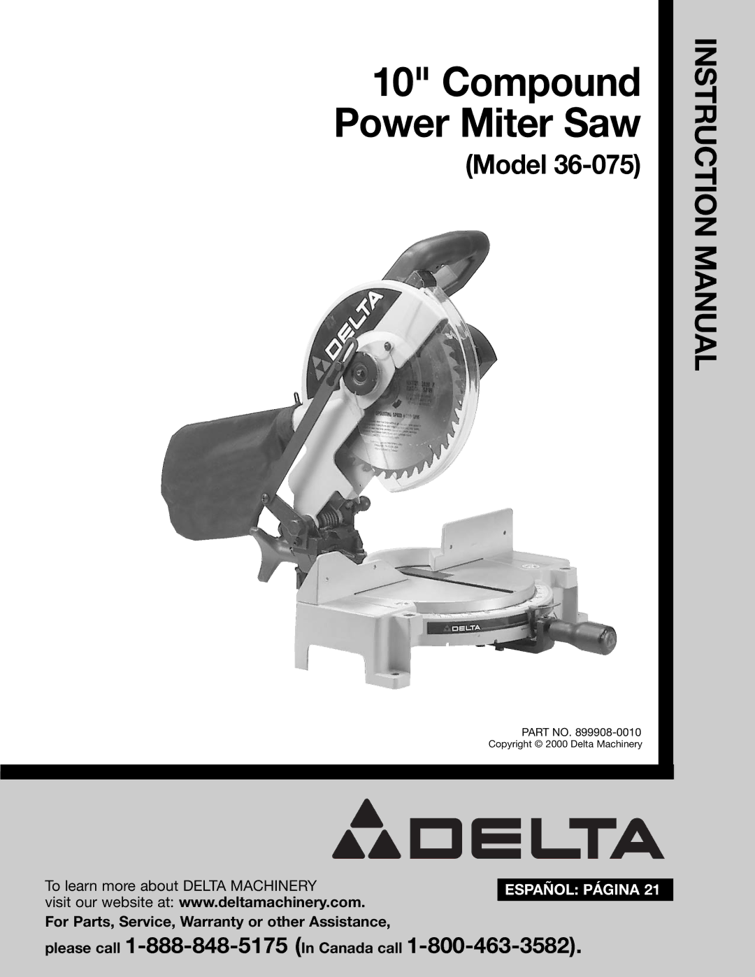 Epson 36-075 instruction manual Compound Power Miter Saw 