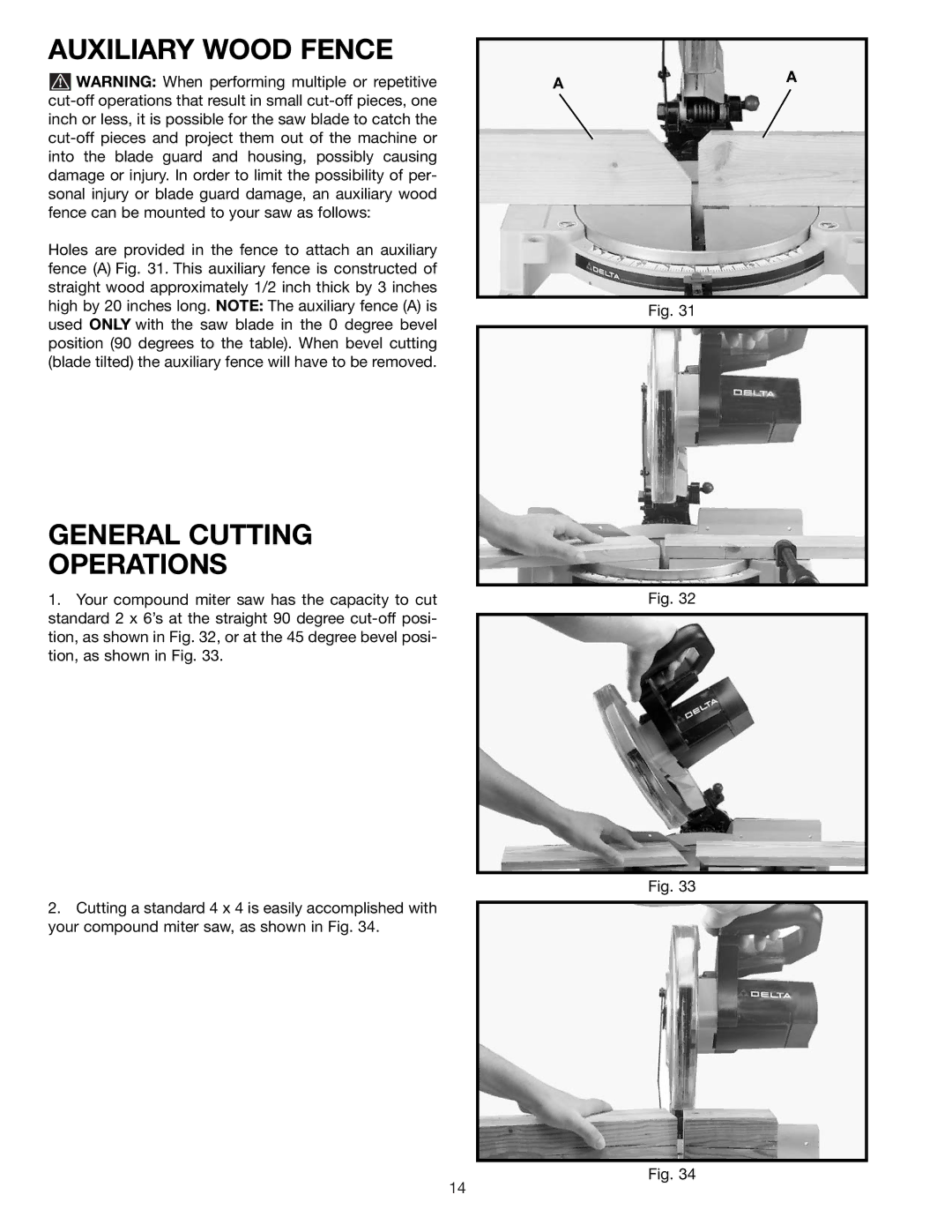 Epson 36-075 instruction manual Auxiliary Wood Fence, General Cutting Operations 