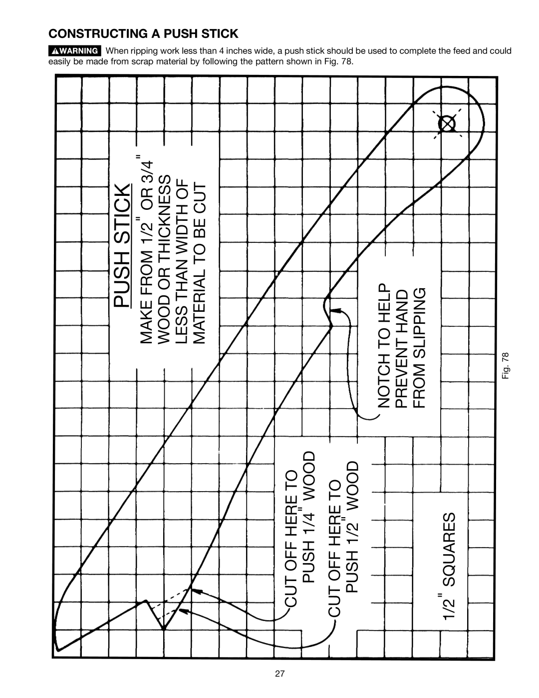 Epson 36-714 instruction manual Pushstick, Constructing a Push Stick 