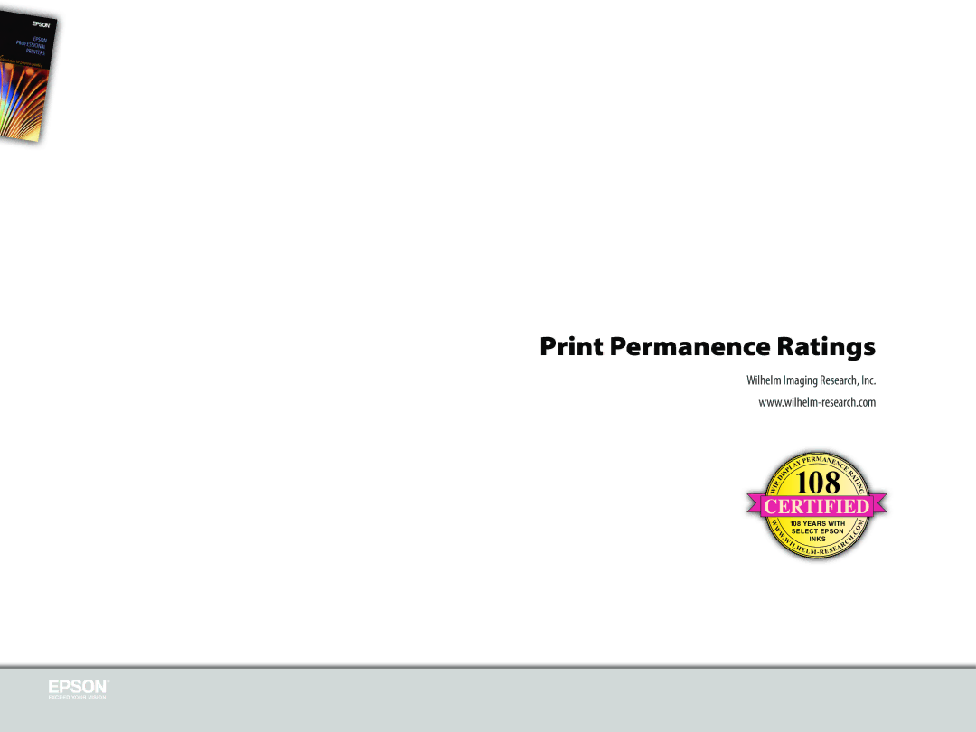 Epson 3800 manual 108, Print Permanence Ratings 