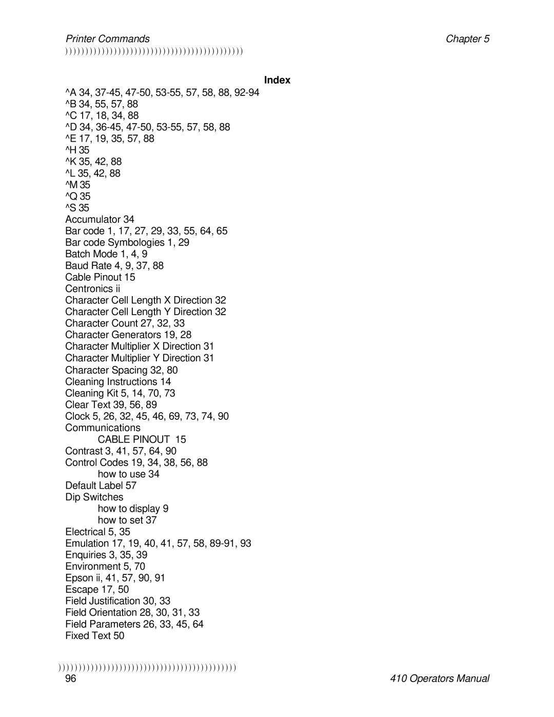 Epson 410 manual Index 