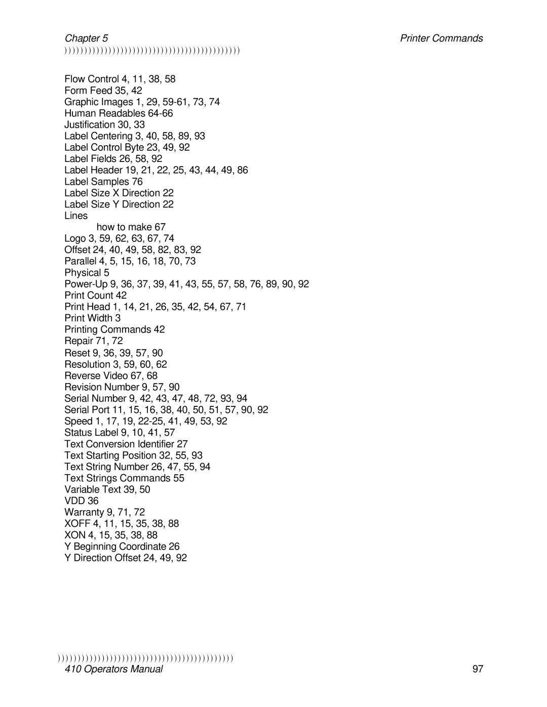 Epson 410 manual Chapter Printer Commands 