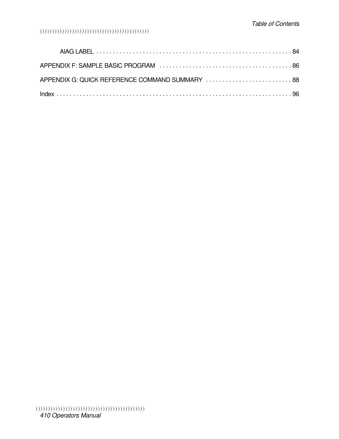 Epson 410 manual Table of Contents 