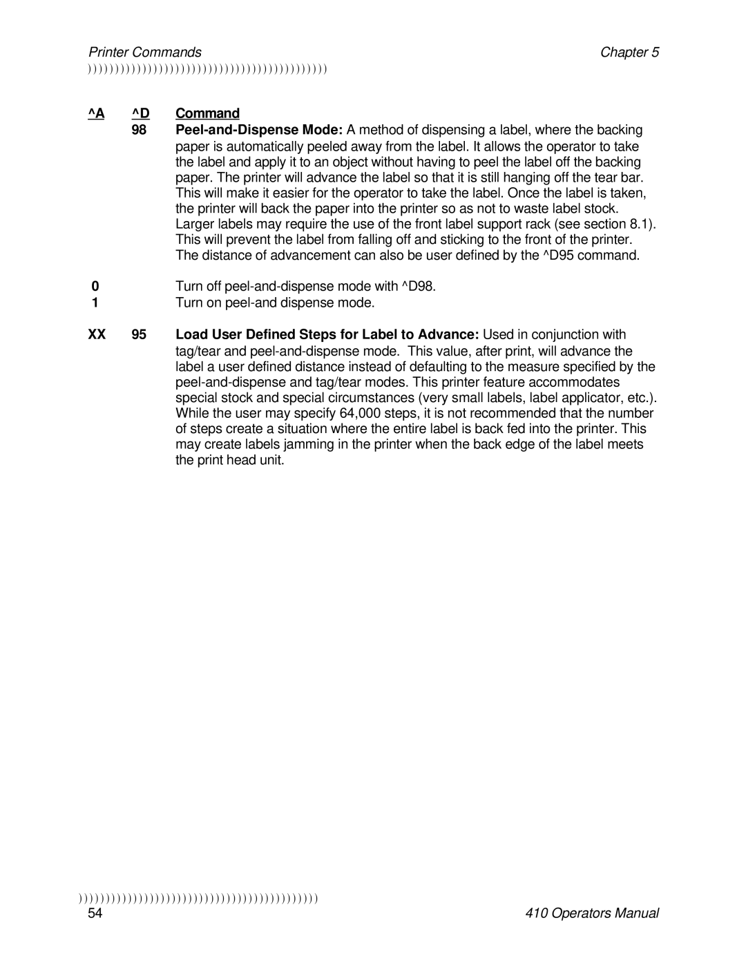 Epson 410 manual Command 