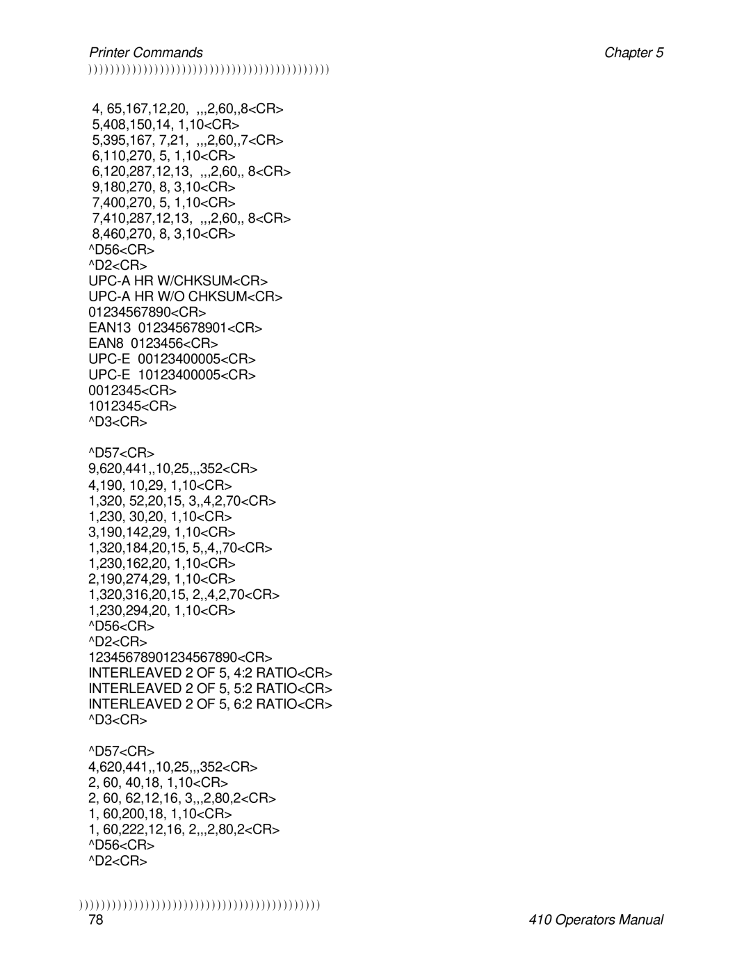 Epson 410 manual UPC-A HR W/CHKSUMCR UPC-A HR W/O Chksumcr 01234567890CR 