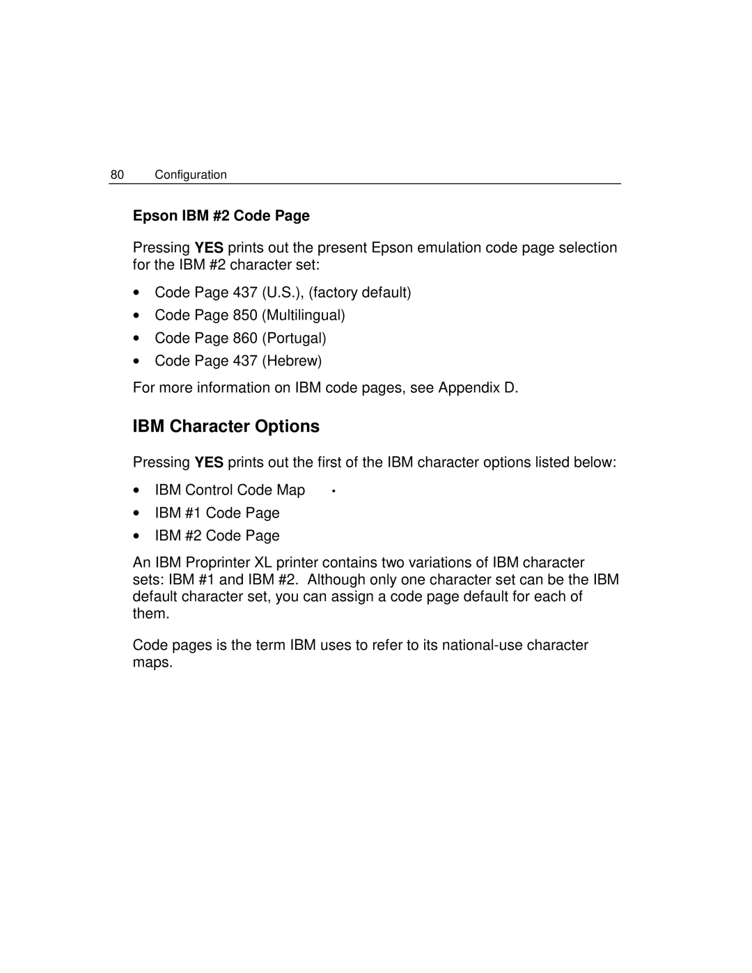 Epson 4100 manual IBM Character Options, Epson IBM #2 Code 