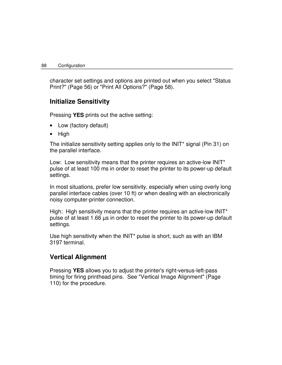 Epson 4100 manual Initialize Sensitivity, Vertical Alignment 