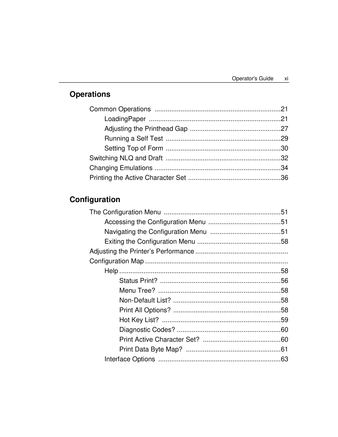 Epson 4100 manual Operations, Configuration 