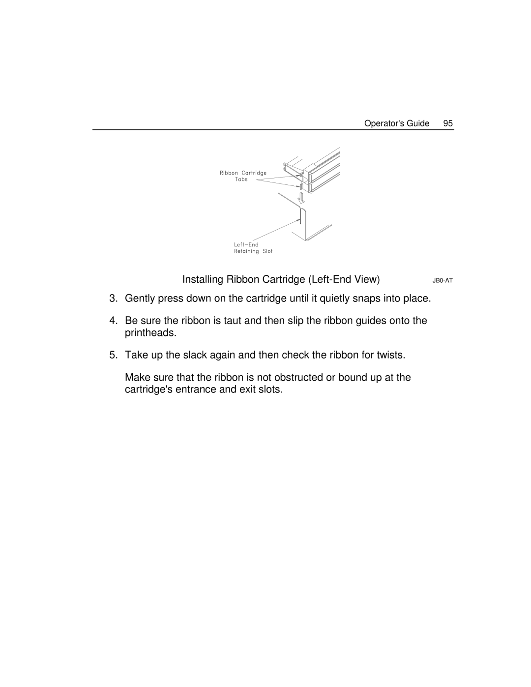 Epson 4100 manual Operators Guide Installing Ribbon Cartridge Left-End View 