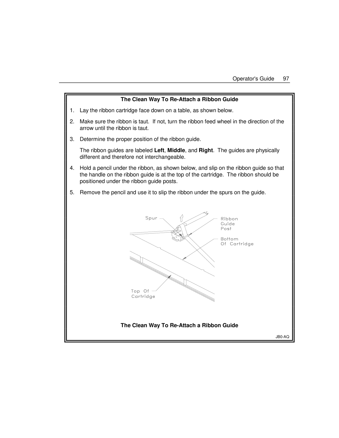 Epson 4100 manual Clean Way To Re-Attach a Ribbon Guide 