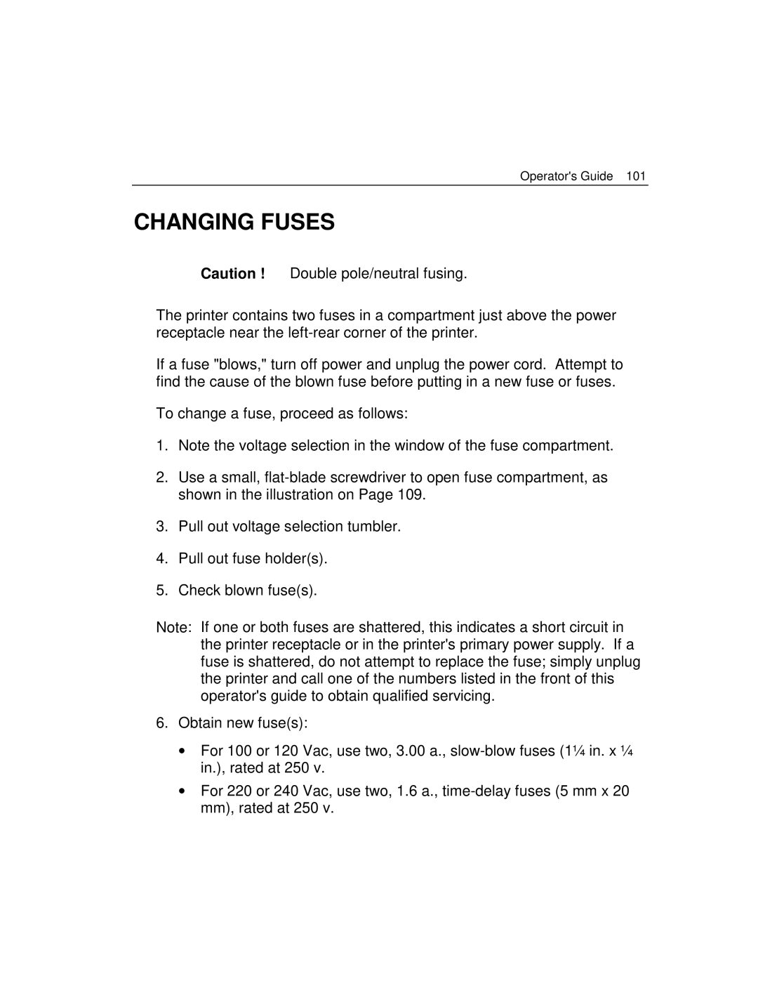 Epson 4100 manual Changing Fuses 