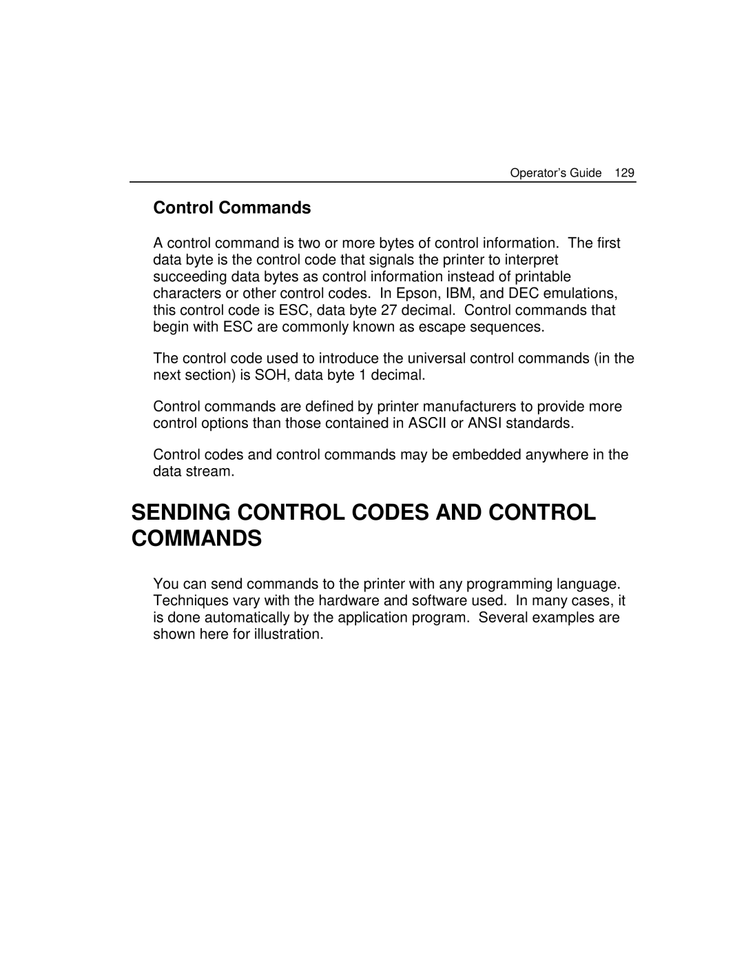 Epson 4100 manual Sending Control Codes and Control Commands 