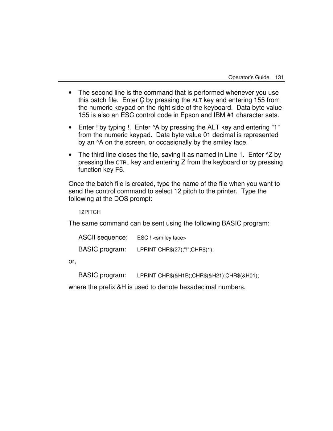 Epson 4100 manual Where the prefix &H is used to denote hexadecimal numbers 