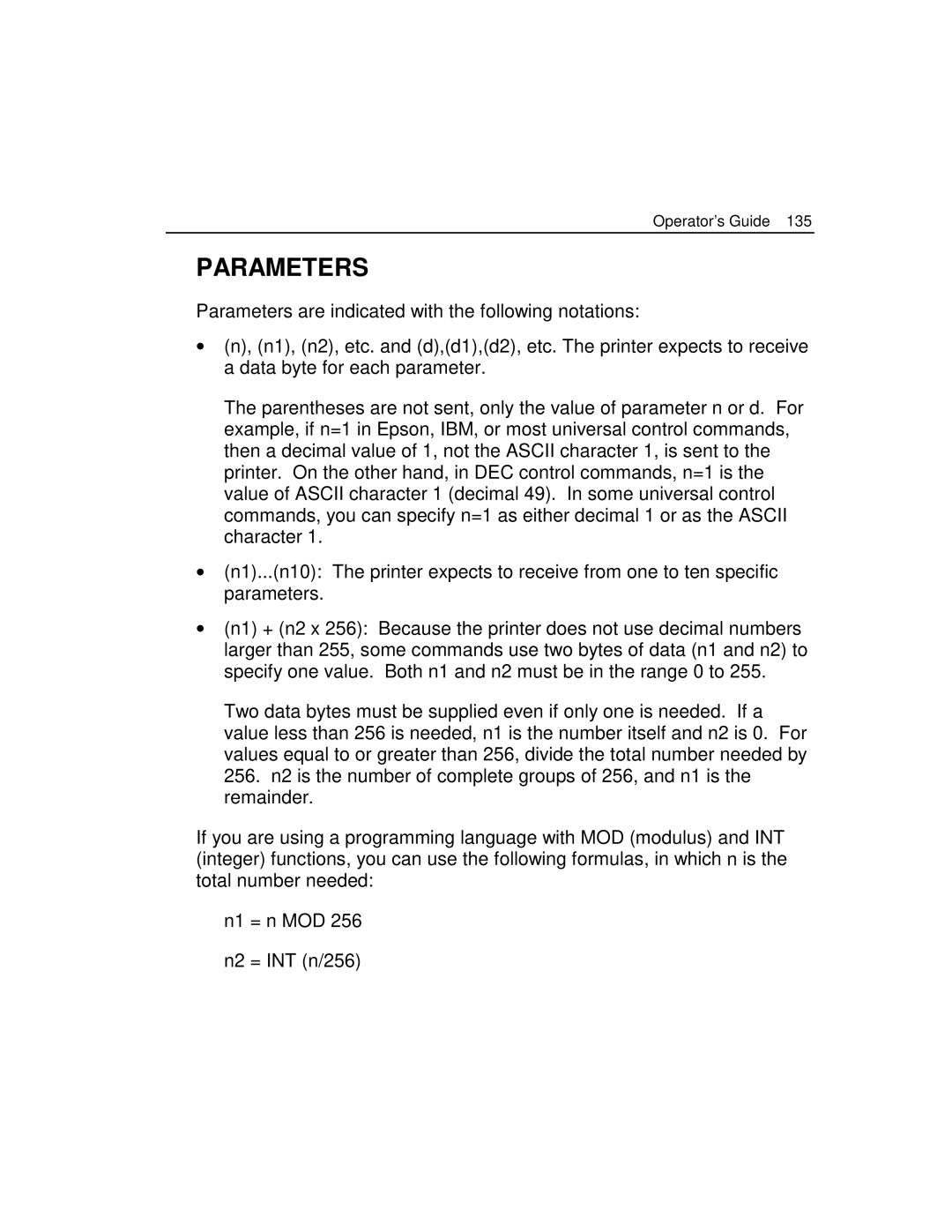 Epson 4100 manual Parameters 