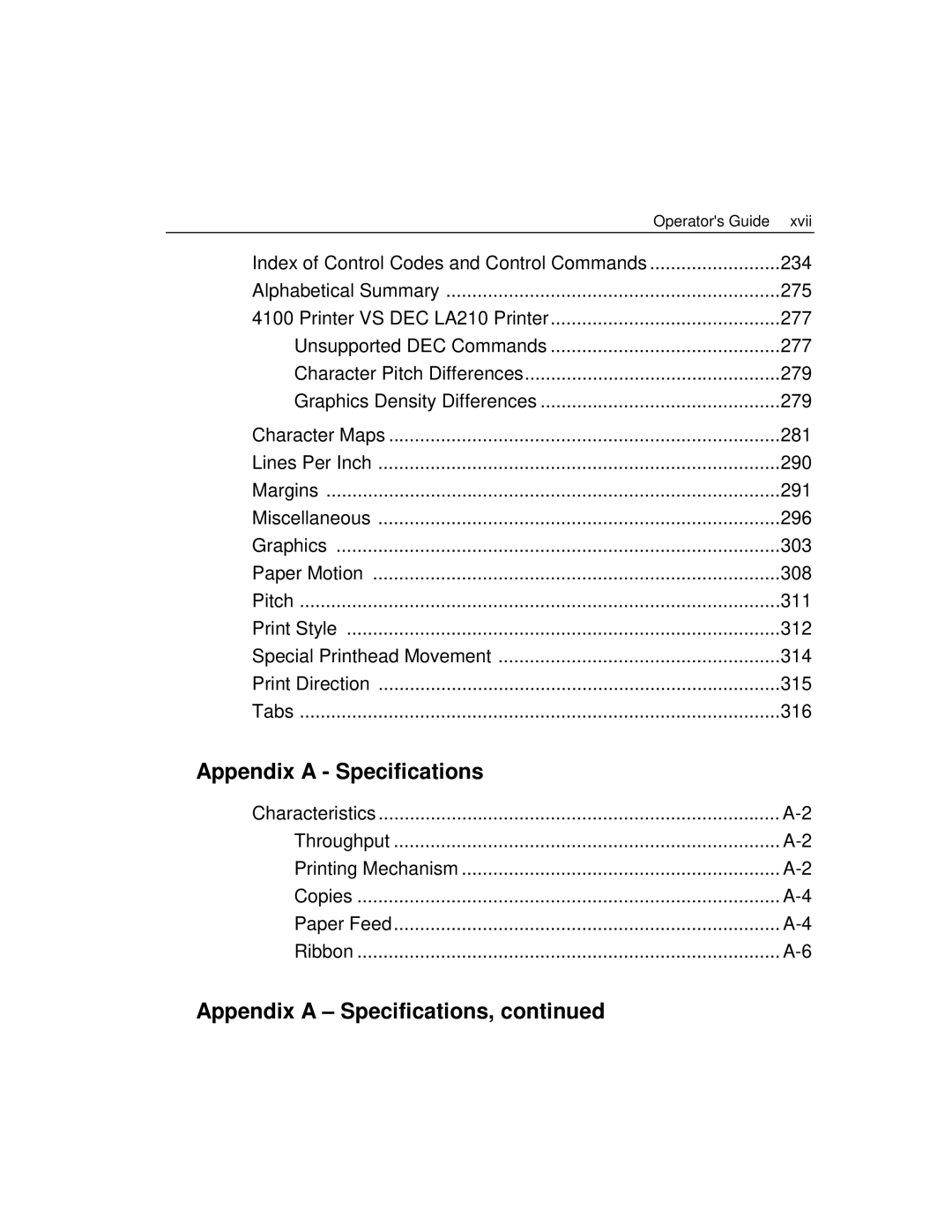 Epson 4100 manual Appendix a Specifications 